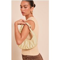Cream PU T Bar Asymmetric Shoulder Bag