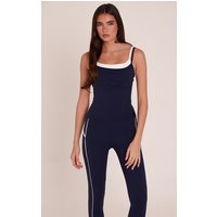 Navy PLT Tab Layered Double Strap Gym Vest