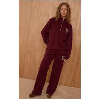 PLT Burgundy Cotton Fleece Straight Leg Sweatpants