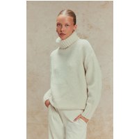 Cream Balloon Sleeve Roll Neck Oversized Jumper Cream Balloon Sleeve Roll Neck Oversized Jumper