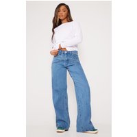 Mid Blue Wash Western Detail Wide Leg Jeans Mid Blue Wash Western Detail Wide Leg Jeans