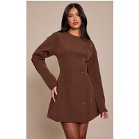 Chocolate Button Down Shift Blazer Dress Chocolate Button Down Shift Blazer Dress