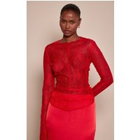 Red Long Sleeve Delicate Lace Top Red Long Sleeve Delicate Lace Top