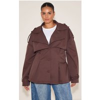 Plus Chocolate Plum Cropped Belted Trench Coat Plus Chocolate Plum Cropped Belted Trench Coat