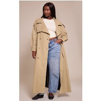 Plus Light Khaki Popper Detail Trench Coat Plus Light Khaki Popper Detail Trench Coat