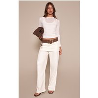 Cream Overlay Detail Wide Leg Trousers Cream Overlay Detail Wide Leg Trousers