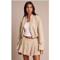Sand Bubble Hem Denim Cropped Bomber Jacket Sand Bubble Hem Denim Cropped Bomber Jacket