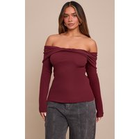 Shape Burgundy Soft Touch Bardot Long Sleeve Top Shape Burgundy Soft Touch Bardot Long Sleeve Top