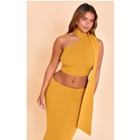 Shape Rust Knitted One Shoulder Scarf Top