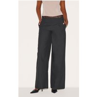 Black Lace Waist Detail Woven Wide Leg Trousers Black Lace Waist Detail Woven Wide Leg Trousers