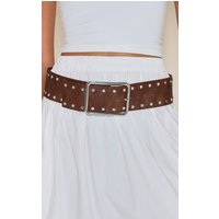 Tan Thick Faux Suede Square Buckle Belt Tan Thick Faux Suede Square Buckle Belt