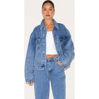 Mid Blue Wash Oversized Classic Denim Jacket Mid Blue Wash Oversized Classic Denim Jacket