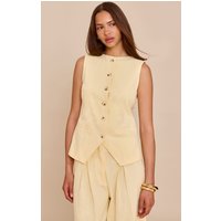 Butter Yellow Linen Look Tailored Waistcoat
