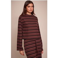 Chocolate Textured Stripe Detail Long Sleeve Top Chocolate Textured Stripe Detail Long Sleeve Top