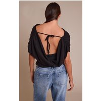 Black Wool Look Slouchy Tie Back Top Black Wool Look Slouchy Tie Back Top