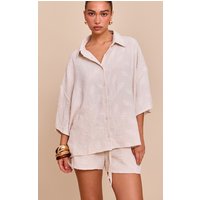 Cream Embroidered Floral Floaty Shorts