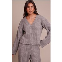 Charcoal Grey Soft Brushed Chunky Rib Boxy Cardigan Sweater Charcoal Grey Soft Brushed Chunky Rib Boxy Cardigan Sweater
