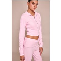 Pink Soft Touch Crop Zip Hoodie Pink Soft Touch Crop Zip Hoodie
