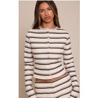 Petite Green Stripe Button Through Cardigan Sweater Petite Green Stripe Button Through Cardigan Sweater