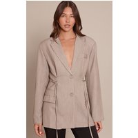 Beige Belt Detail Blazer