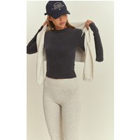 Navy Melange Soft Cotton Long Sleeve Top Navy Melange Soft Cotton Long Sleeve Top