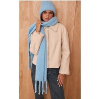 Powder Blue Chunky Knit Tassel Detail Scarf Powder Blue Chunky Knit Tassel Detail Scarf