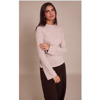 Sand Marl Soft Jersey V Neck Flared Long Sleeve Top Sand Marl Soft Jersey V Neck Flared Long Sleeve Top