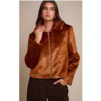 Fox Red Short Faux Fur Jacket, Tan Fox Red Short Faux Fur Jacket, Tan