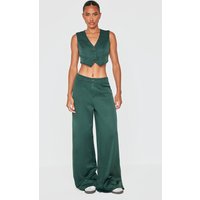 Dark Green Woven Double Belt Loop Suit Trousers Dark Green Woven Double Belt Loop Suit Trousers