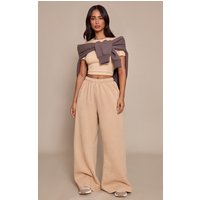 Petite Beige Oversized Wide Leg Washed Joggers Petite Beige Oversized Wide Leg Washed Joggers