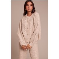 Stone Cable Knit Button Through Cardigan Sweater Stone Cable Knit Button Through Cardigan Sweater