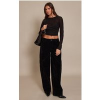 Black Faux Suede Cargo Trousers
