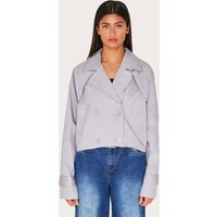 Grey Cropped Storm Flap Detail Trench Coat Grey Cropped Storm Flap Detail Trench Coat