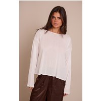 White Oversized Burnout Mesh Long Sleeve Top White Oversized Burnout Mesh Long Sleeve Top