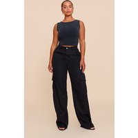 Shape Black Buckle Cargo Wide Leg Trousers Shape Black Buckle Cargo Wide Leg Trousers