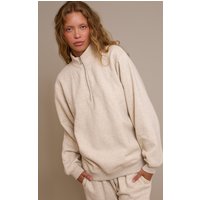 Oatmeal Marl Quarter Zip Sweatshirt, Beige Oatmeal Marl Quarter Zip Sweatshirt, Beige