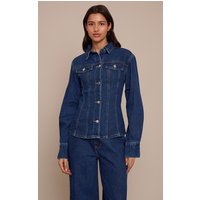 Tall Dark Indigo Long Sleeve Fitted Denim Shirt