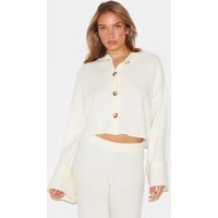 Cream Turn Up Sleeve Knit Cardigan Sweater Cream Turn Up Sleeve Knit Cardigan Sweater