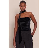 Black Velvet Bandeau Scarf Detail Top Black Velvet Bandeau Scarf Detail Top