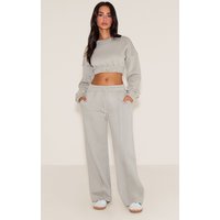 Petite Moss Grey Wide Leg Seam Detailed Joggers Petite Moss Grey Wide Leg Seam Detailed Joggers