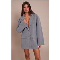 Powder Blue Faux Suede Structured Blazer Dress Powder Blue Faux Suede Structured Blazer Dress
