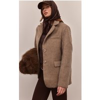 Mink Brushed Wool Look Oversized Blazer Mink Brushed Wool Look Oversized Blazer