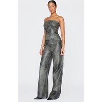 Tall Washed Grey Faux Leather Wide Leg Trousers Tall Washed Grey Faux Leather Wide Leg Trousers
