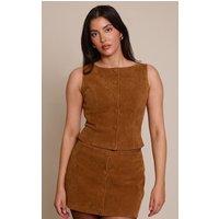 Tan Faux Suede Button Through Waistcoat Tan Faux Suede Button Through Waistcoat