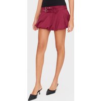 Burgundy Double Belt Detail Puffball Mini Skirt Burgundy Double Belt Detail Puffball Mini Skirt