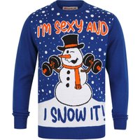 Jumpers Men’s Snow It Workout Motif Novelty Knitted Christmas Jumper in Limoges Blue – Merry Christmas Jumpers Men’s Snow It Workout Motif Novelty Knitted Christmas Jumper in Limoges Blue – Merry Christmas