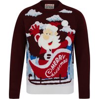 Jumpers Men’s Christmas Santa Motif Novelty Knitted Christmas Jumper in Claret – Merry Christmas Jumpers Men’s Christmas Santa Motif Novelty Knitted Christmas Jumper in Claret – Merry Christmas