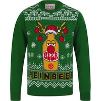 Jumpers Men’s Beer Novelty Knitted Christmas Jumper in Christmas Green – Merry Christmas
