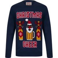 Jumpers Men’s Christmas Cheer Novelty Knitted Christmas Jumper in French Navy – Merry Christmas