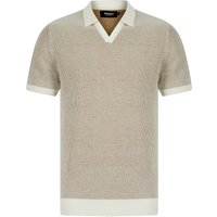 Polo Shirts Goodwins Textured Weave Knitted Cotton Open Collar Polo Shirt in Laundered Ecru – Kensington Eastside Polo Shirts Goodwins Textured Weave Knitted Cotton Open Collar Polo Shirt in Laundered Ecru – Kensington Eastside